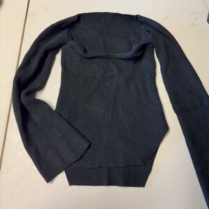 Women's Black Ribbed Knit Sweater - Classic Long Sleeve size medium